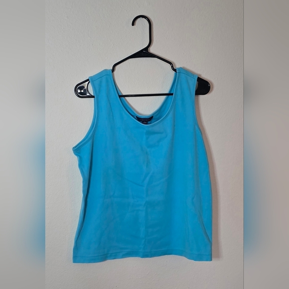Lands' End Tops - Land’s End Aqua Blue Cotton Tank Top Sleeveless Size L